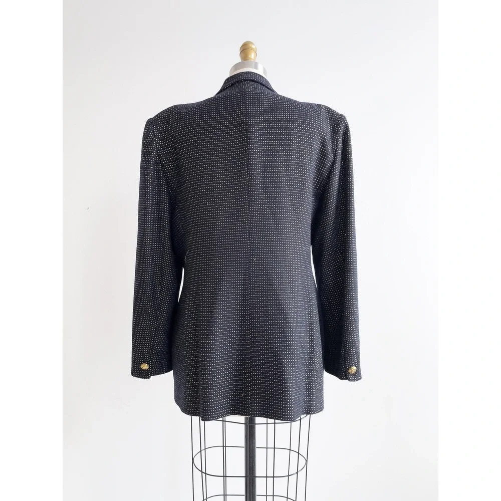 navy wool jacket‎ 90s vintage Jones New York blue gold blazer